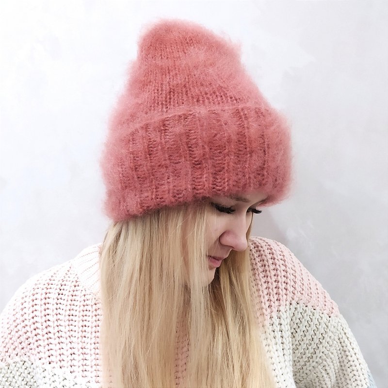 Fluffy pink womens hat | レディース帽子 - หมวก - วัสดุอื่นๆ สึชมพู