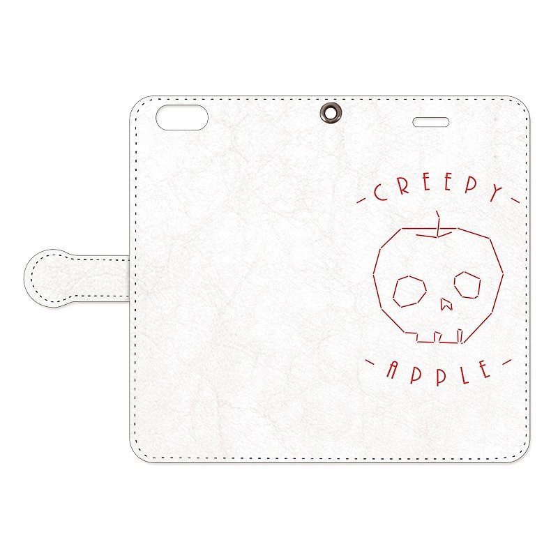 [Handbook type iPhone case] Creepy apple 2 - Phone Cases - Genuine Leather White