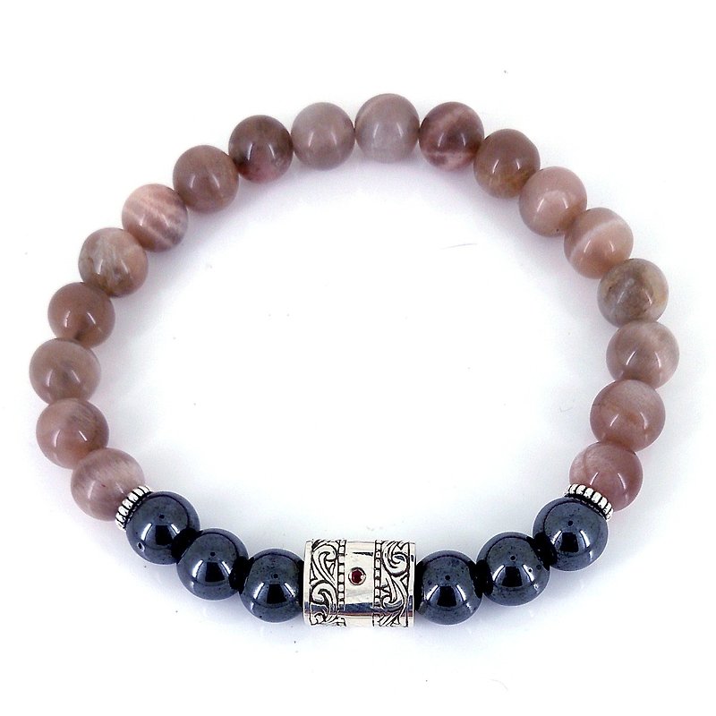 "Reduce the year you can better" │ elders hematite red silver jewelry design bracelet hand beads - Bracelets - Other Metals Red