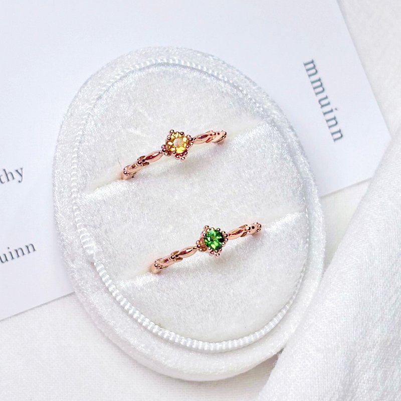 So Beautiful-Diopside-Citrine 3mm Sterling Silver Ring-November Birthstone - แหวนทั่วไป - คริสตัล 