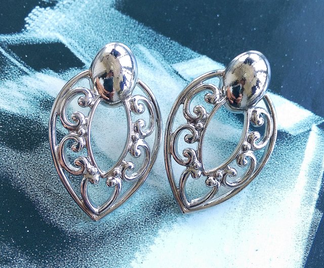 フランス産アンティークブローチシルバー925刻印天然石のリボン骨董品