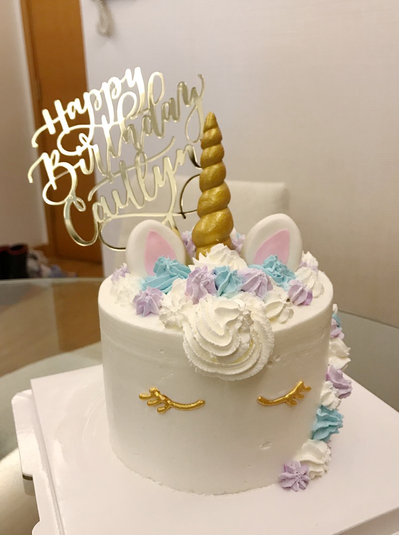 客製 西洋書法 Happy Birthday 生日蛋糕插牌 - 其他 - 壓克力 金色