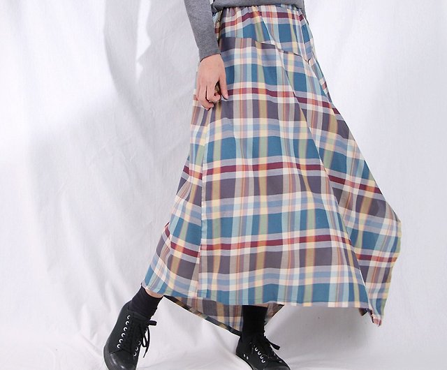 Picnic Check / Sculpture Wave Cut Long Skirt / A6024 - Shop mana