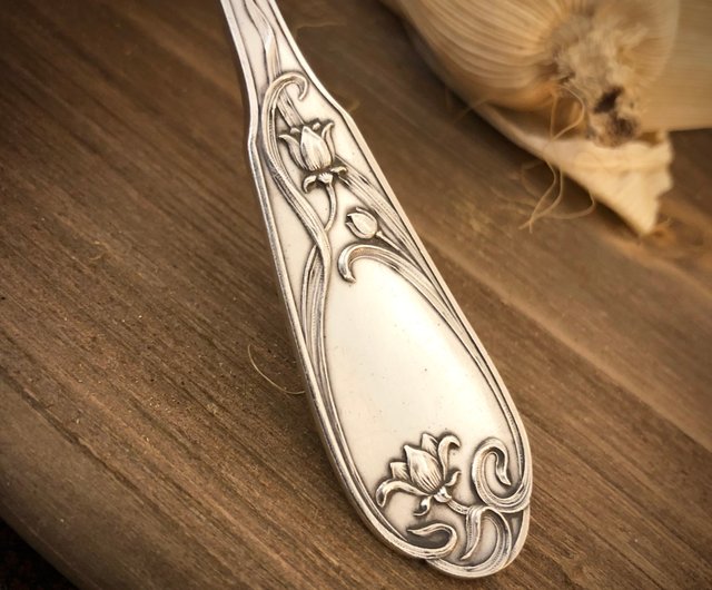 極上品 フランス アールヌーボー期 純銀無垢 スプーン&フォークセット
