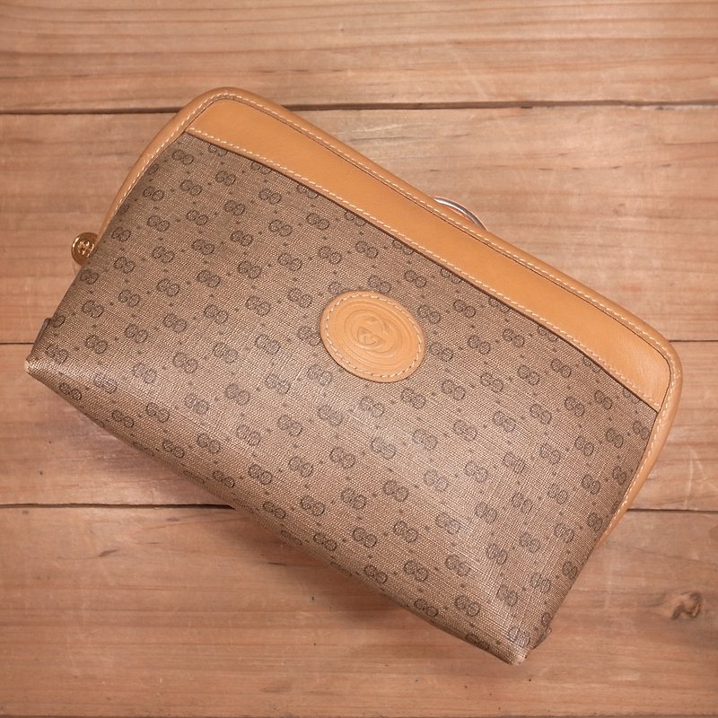 [Bones] GUCCI classic cosmetic bag VINTAGE - Toiletry Bags & Pouches - Genuine Leather Brown