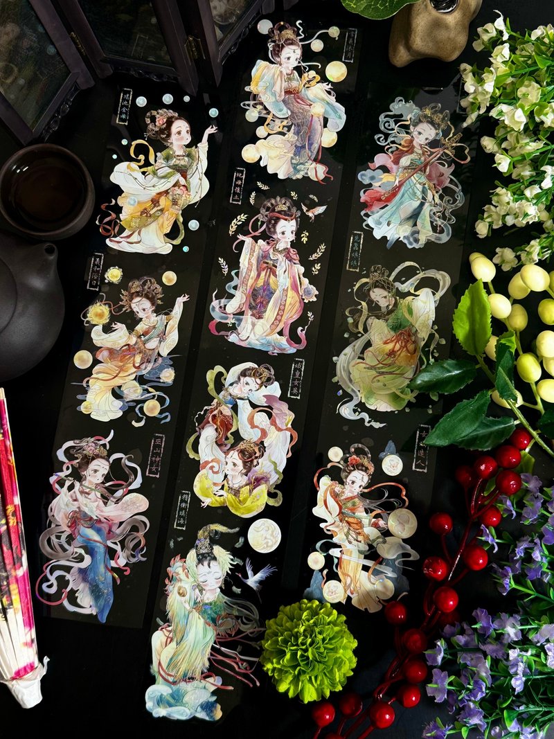 上古女神 PET 紙膠帶 白墨貝殼光 10米卷 - 紙膠帶/和紙/PET - 塑膠 多色