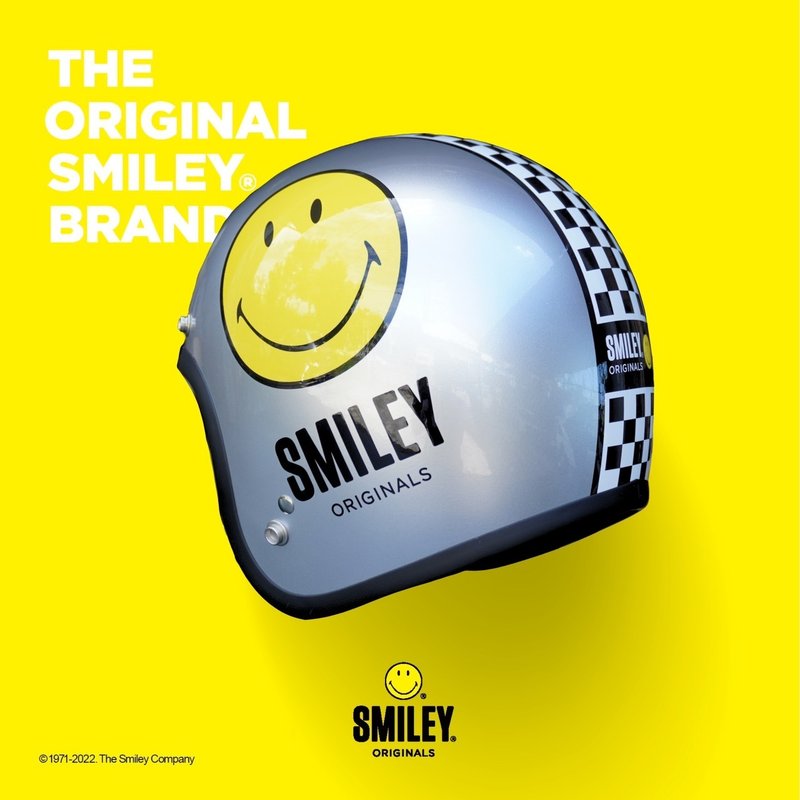 GALLOP x SMILEY HELMET yellow smiley face joint model 3/4 half-face safety helmet electroplated Silver - Helmets - Other Materials 