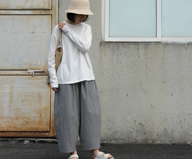 【BAON】[unisex] Hupin Linen Banding Balloon Pt - Linen 100 BAON】[unisex] Hupin Linen Banding Balloon Pt - Linen 100