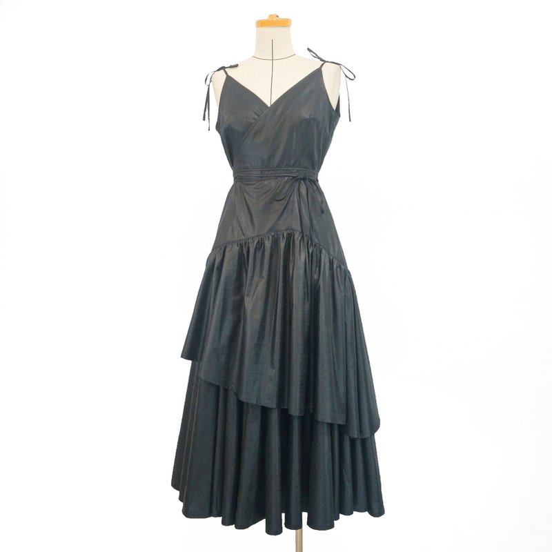 Aman No.90 兩件式綁帶洋裝 仙女洋四號 黑色 - 洋裝/連身裙 - 其他材質 