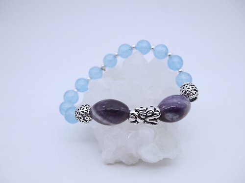 微光金工 Shiny Day Jewelry 貔貅紫水晶海藍寶純銀手鍊之2