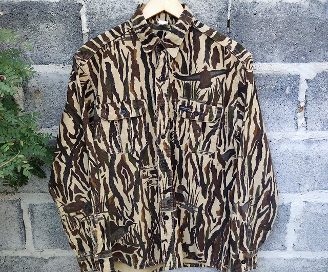 Vintage Rattlers Brand USA Realtree Camo Heavy Chamois Hunting Button Shirt  S/M