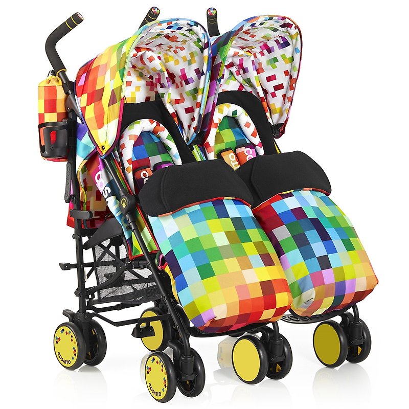British Cosatto Supa Dupa Double Stroller - Pixelate - Strollers - Other Materials Multicolor