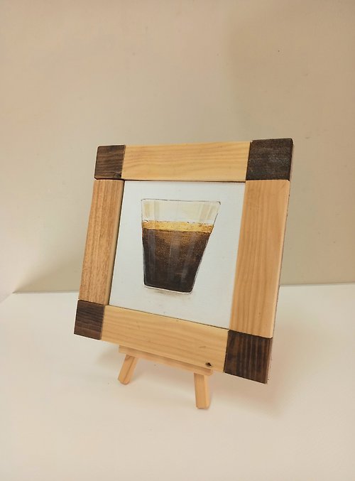 studio-therapy Acrylic painting on canvas with wooden frame and mini wood stand