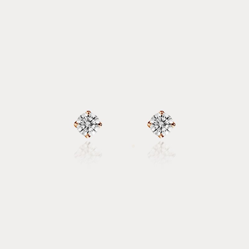 Crown | 0.05ct-0.20ct Crown classic four-prong set eight hearts and eight arrows diamond 18K earrings - Earrings & Clip-ons - Diamond White