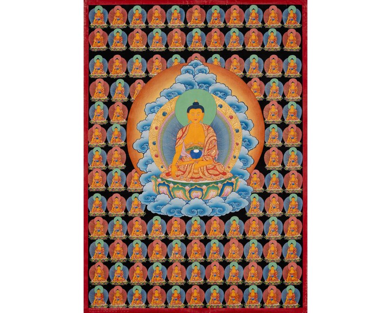Thangka of the 108 Buddhas: A Sacred Depiction of Enlightenment - 壁貼/牆壁裝飾 - 其他材質 