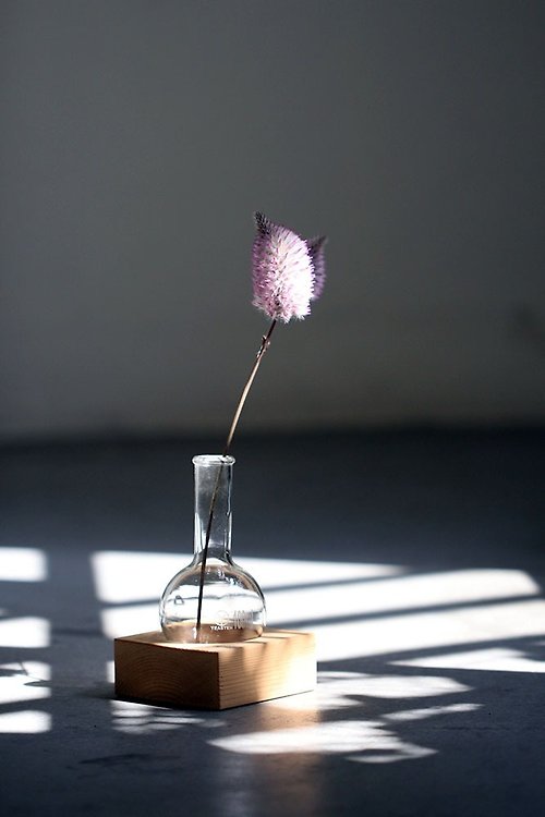 iLife 手感設計 木座花器 l 乾燥花 l 鮮切花 l 觀葉植物水耕