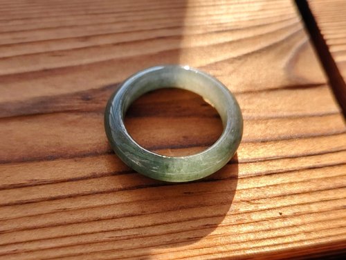 螺絲帽帽工作室 【親翠】天然翡翠 冰油青滿色手指鐲14.5號戒圈
