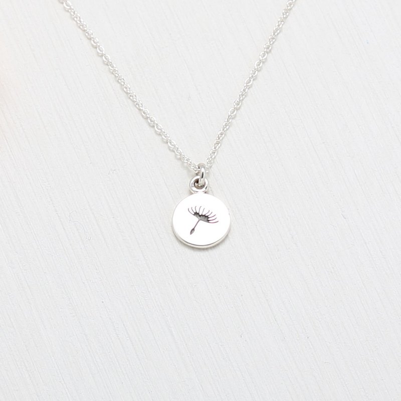 【Angel & Me】Dandelion Birth Flower October (small) s925 sterling silver necklace - สร้อยคอ - เงินแท้ สีเงิน