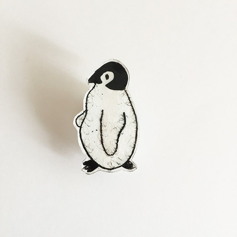 ペンギン赤ちゃんのプラバンブローチ - 胸針/心口針 - 塑膠 白色