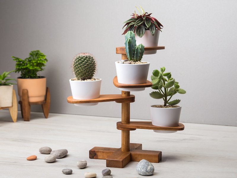 multi tier Shifting Adjustable plant stand, Multi Plant stand Table Plant stand - Plants - Wood 