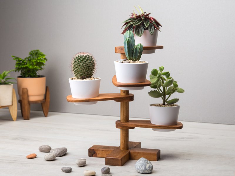 multi tier Shifting Adjustable plant stand, Multi Plant stand Table Plant stand - 植栽/盆栽 - 木頭 