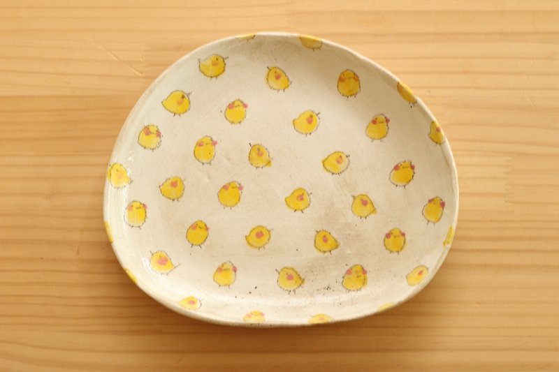 Powdered chick morning plate - เซรามิก - ดินเผา สีเหลือง