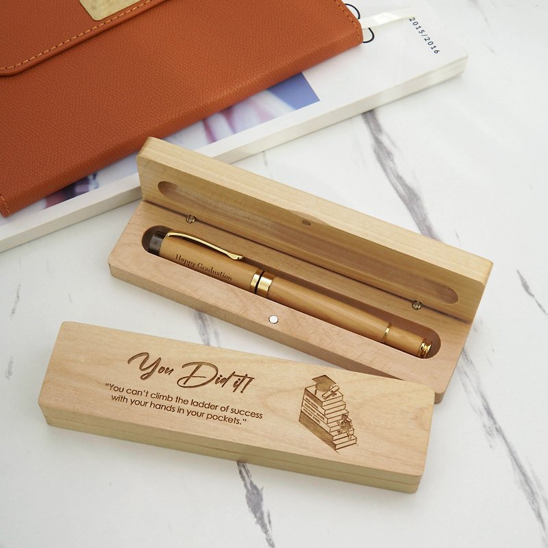 Personalized Maple Wood Pen Set - กล่องดินสอ/ถุงดินสอ - ไม้ 
