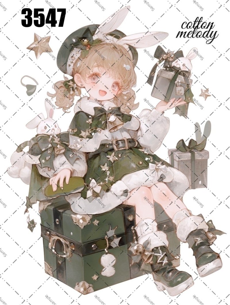 original sticker no.3547 人物ステッカー オリジナルステッカー オリジナル人物ステッカー 装飾ステッカー cotton melody - 貼紙 - 紙 