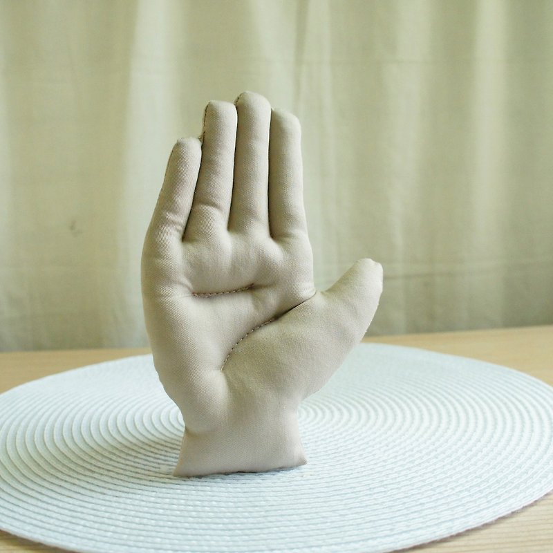 Lovely mouse pillow [Give me five palm wrist pillow] clay sculpture hand (single hand) - แกดเจ็ต - ผ้าฝ้าย/ผ้าลินิน สีเทา