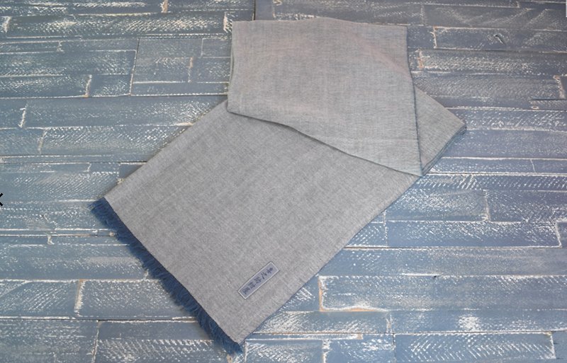 NOGAWA Aojima Stole ( White ) - ผ้าพันคอถัก - ผ้าฝ้าย/ผ้าลินิน สีน้ำเงิน