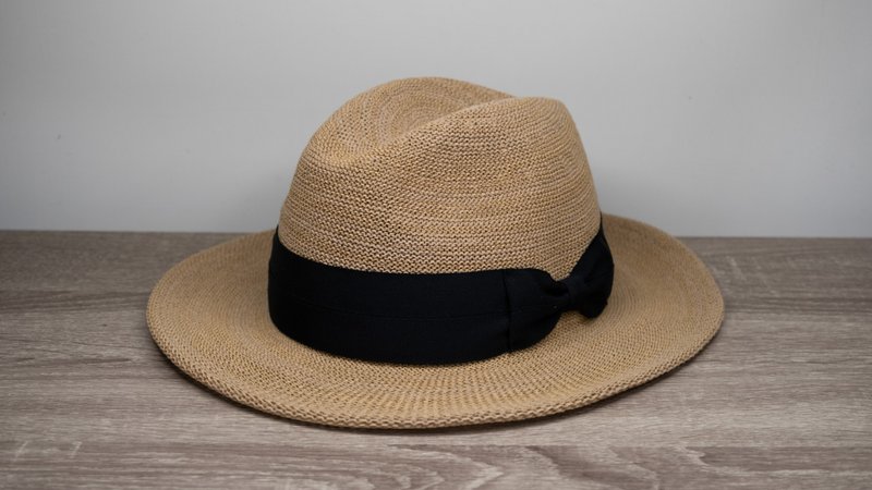 British yuppie gentleman's hat - natural color knitted hat, paper thread woven, washable, made in Taiwan - Hats & Caps - Paper Khaki