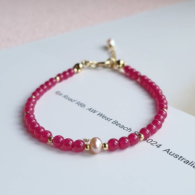 Love, Passion, Leadership/(Yaki) Ruby Freshwater Pearl Bracelet - Bracelets - Semi-Precious Stones 