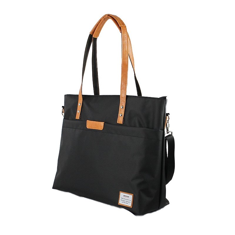 AMINAH-Brown lightweight shoulder bag [am-0306] - กระเป๋าแมสเซนเจอร์ - เส้นใยสังเคราะห์ สีนำ้ตาล