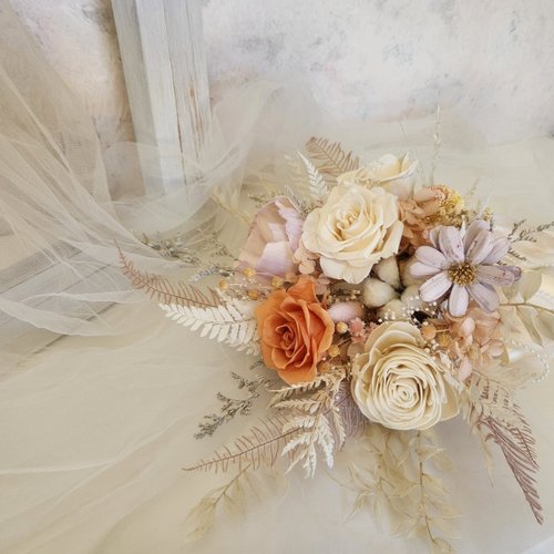 ナチュラルブーケ、エレガントで繊細、25cm - ショップ MoTi.Flower