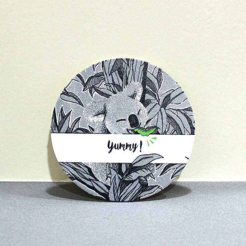 Koala Yummy Yummy series -A gray paper coaster paragraph (5 in) - Coasters - Paper Gray