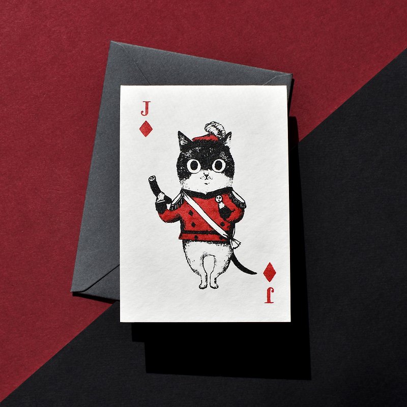 Orange cat peanut square guard playing card card - การ์ด/โปสการ์ด - กระดาษ สีแดง