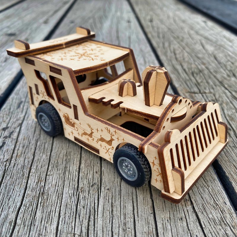 Christmas gift exchange gift dOLOb-Pull back car-North Pole Express/Christmas special edition\-DIY wooden