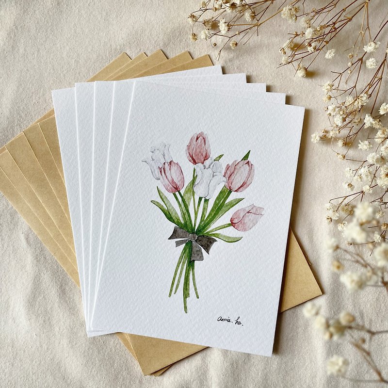 Warm bouquet/hand-painted postcard wild card (set of five) - Cards & Postcards - Paper 