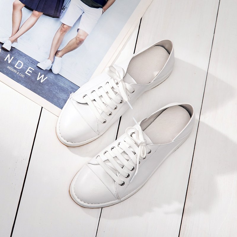 หนังแท้ รองเท้าหนังผู้หญิง ขาว - White Balance Super Soft Leather White Shoes-White Balance