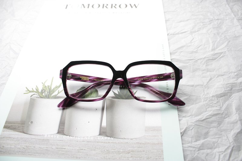 202-C10 Square eyeglasses frame eyewear made in Japan - Glasses & Frames - Other Materials Purple