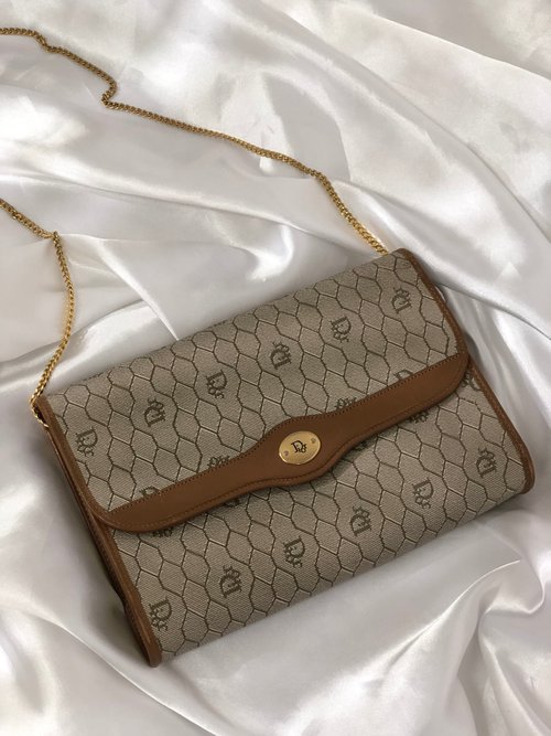 Vintage Dior Honeycomb Monogram Shoulder Bag  purchasegarments