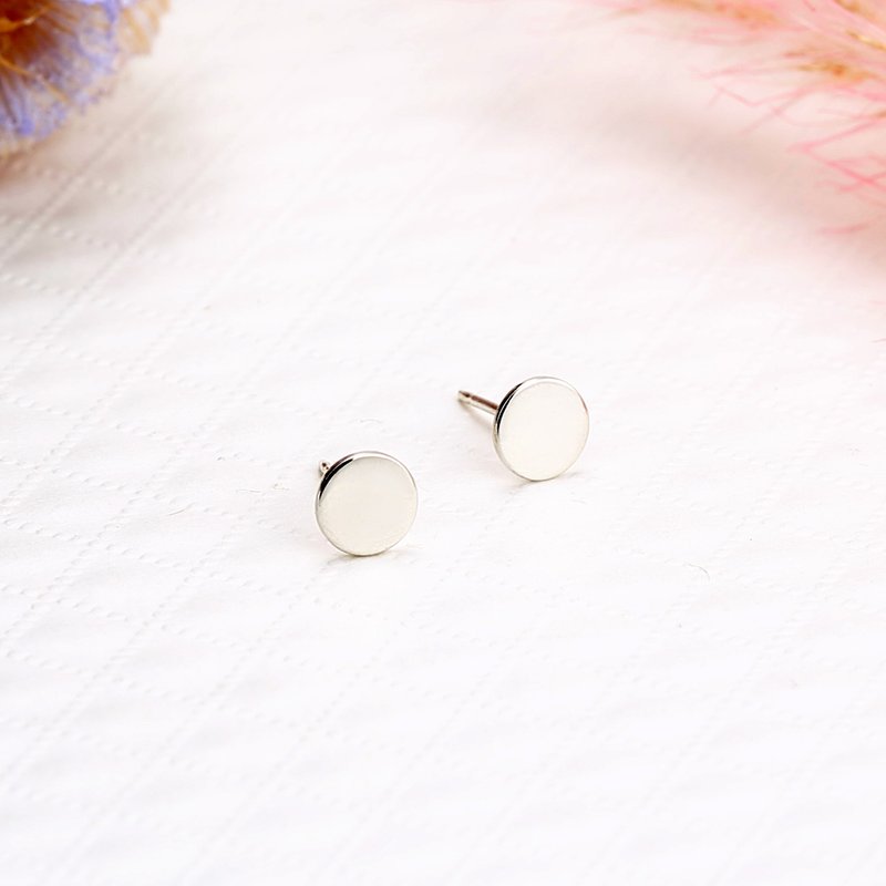 【Angel & Me】Dot Circle Round s925 sterling silver earrings Birthday gift - ต่างหู - เงินแท้ สีเงิน