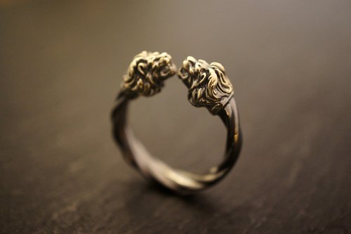 9Kゴールド クラシックライオンヘッド 925シルバーリング (MW R1050