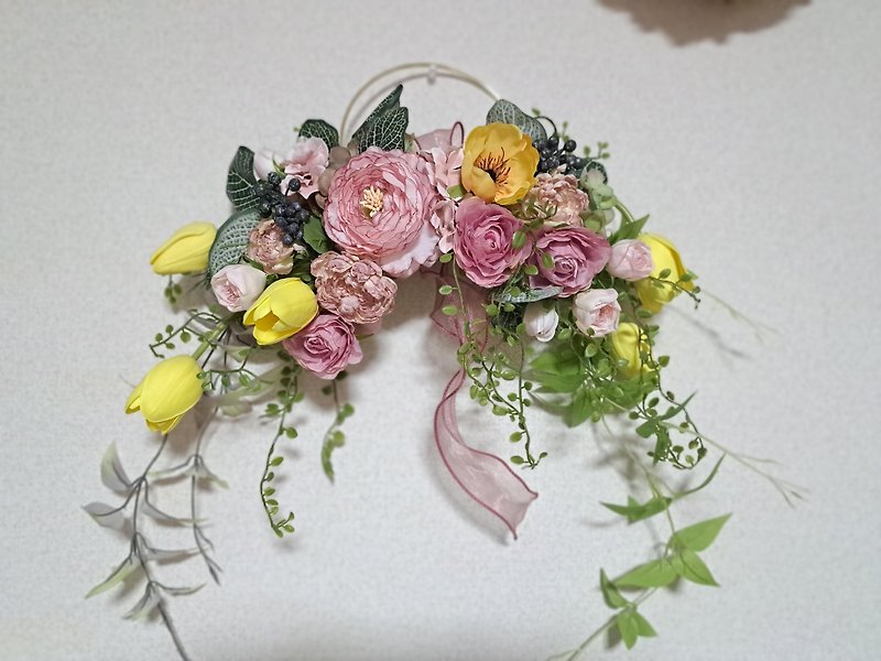 ring bouquet - Dried Flowers & Bouquets - Polyester Pink
