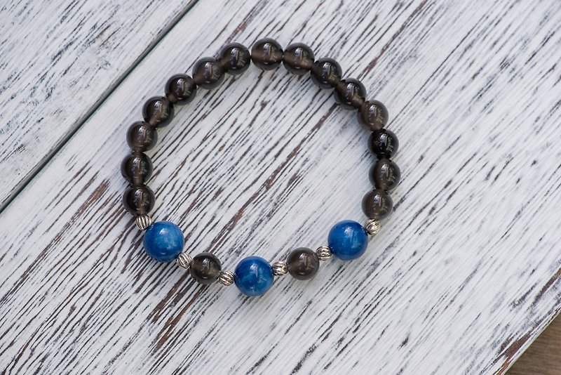 Voice. Blue crystal obsidian 8mm bracelet. C section. - Bracelets - Gemstone Blue