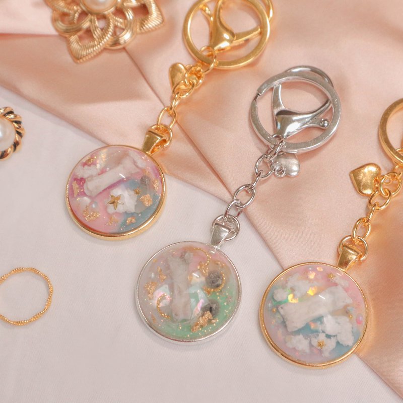 [Pet hair/Ashes] Large pet round keychain I to retain memories l commemorative resin glue - Keychains - Resin 