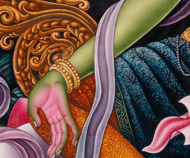 グリーンターラ・ネワール様式タンカ – 慈悲の永遠の優雅-B13987