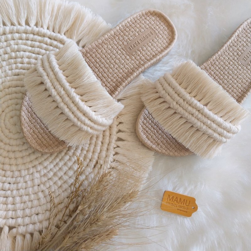 macrame woven sandals and slippers 23-25 (pre-order) - Slippers - Cotton & Hemp 