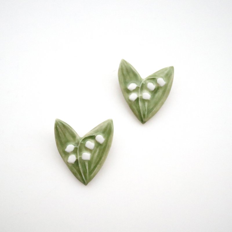 Lily of the valley brooch - 胸針/心口針 - 瓷 綠色