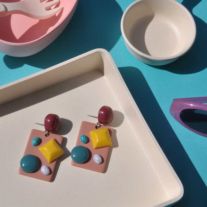 ジェントル色の石イヤリングボックス/アクリルイヤリング - ピアス・イヤリング - アクリル 